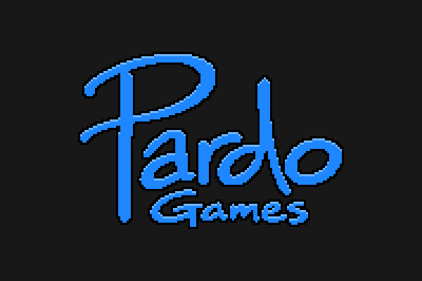 The Pardo Games logo on a dark, retro title screen