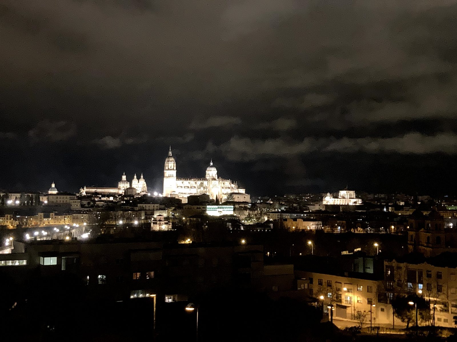 Salamanca by night, on the drive north.